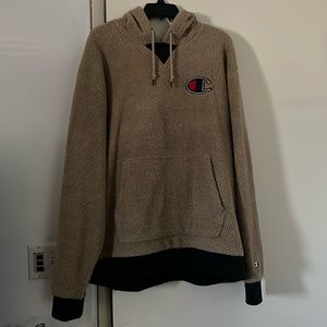 Champion Tan Hoodie with Black Accents